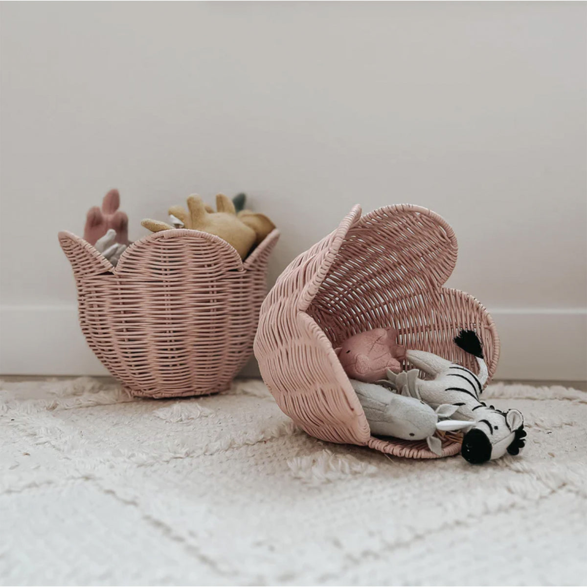 OLLI ELLA Rattan Lily Basket Set - Blush OLLI ELLA Rattan Lily Basket Set - Blush