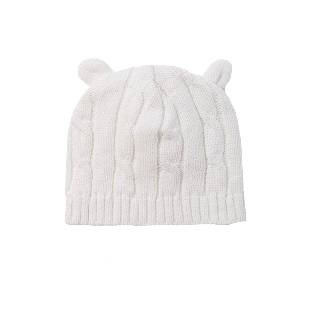Cream Cable Knit Bear Cap
