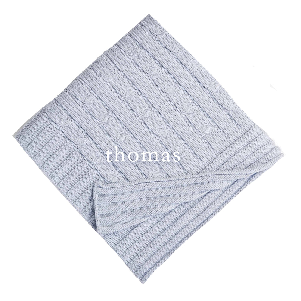 Light Blue Cable Knit Blanket