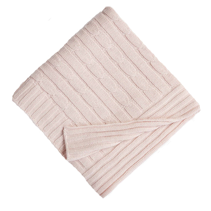 Light Pink Cable Knit Blanket