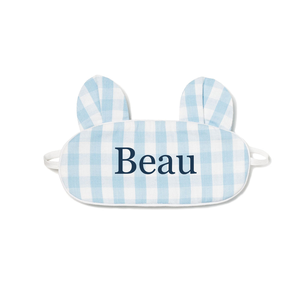Blue Gingham Bear Eye Mask