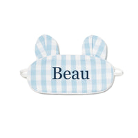 Blue Gingham Bear Eye Mask