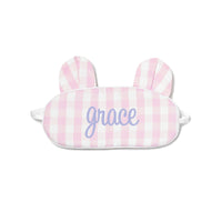 Pink Gingham Bear Eye Mask