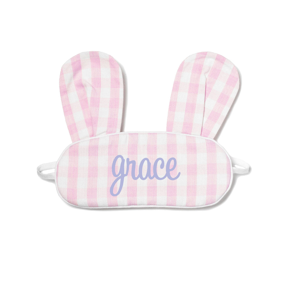 Pink Gingham Bunny Eye Mask