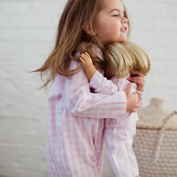 Doll Pink and White Gingham Two-Piece Pajamas