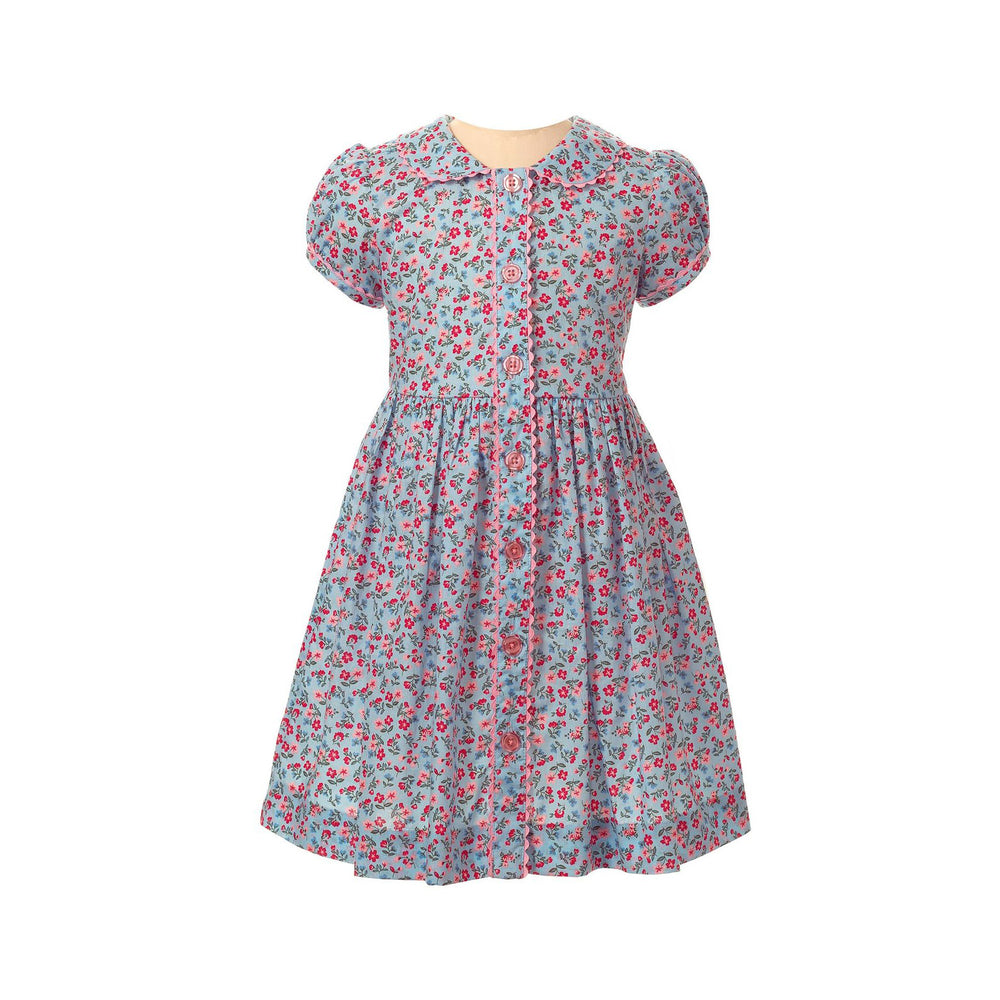 Ditsy Blue Floral Button Front Dress