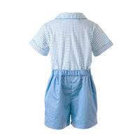 Blue Gingham Shirt & Short Set