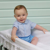 Blue Gingham Shirt & Short Set