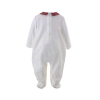 Tartan Trim Velour Babygro