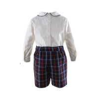 Pin Tuck Shirt & Tartan Short Set