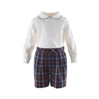 Pin Tuck Shirt & Tartan Short Set