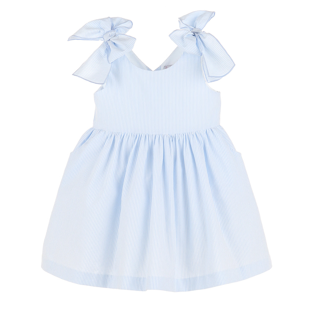 Blue Striped Seersucker Dress