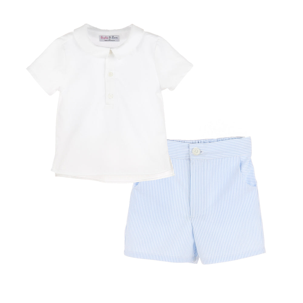 Blue Striped Seersucker Set