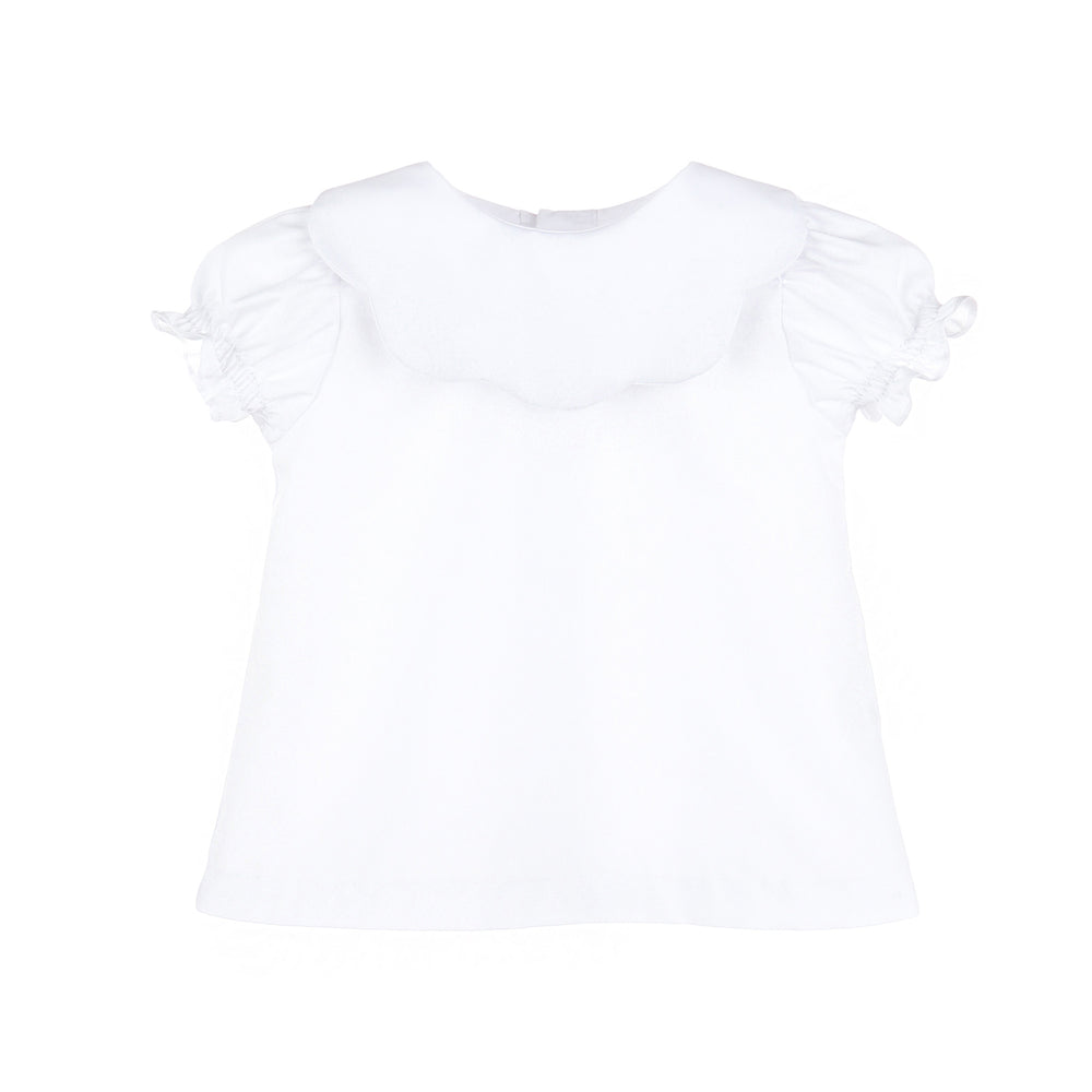 White Scallop Collar Blouse