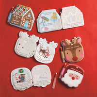 Set of Christmas-themed coloring books   on a red background