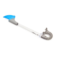 Shark fin snorkel with gray handle on a white background.
