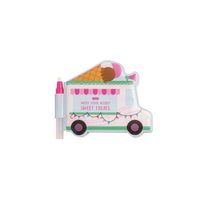 Ice cream truck-shaped coloring book set on a white background.