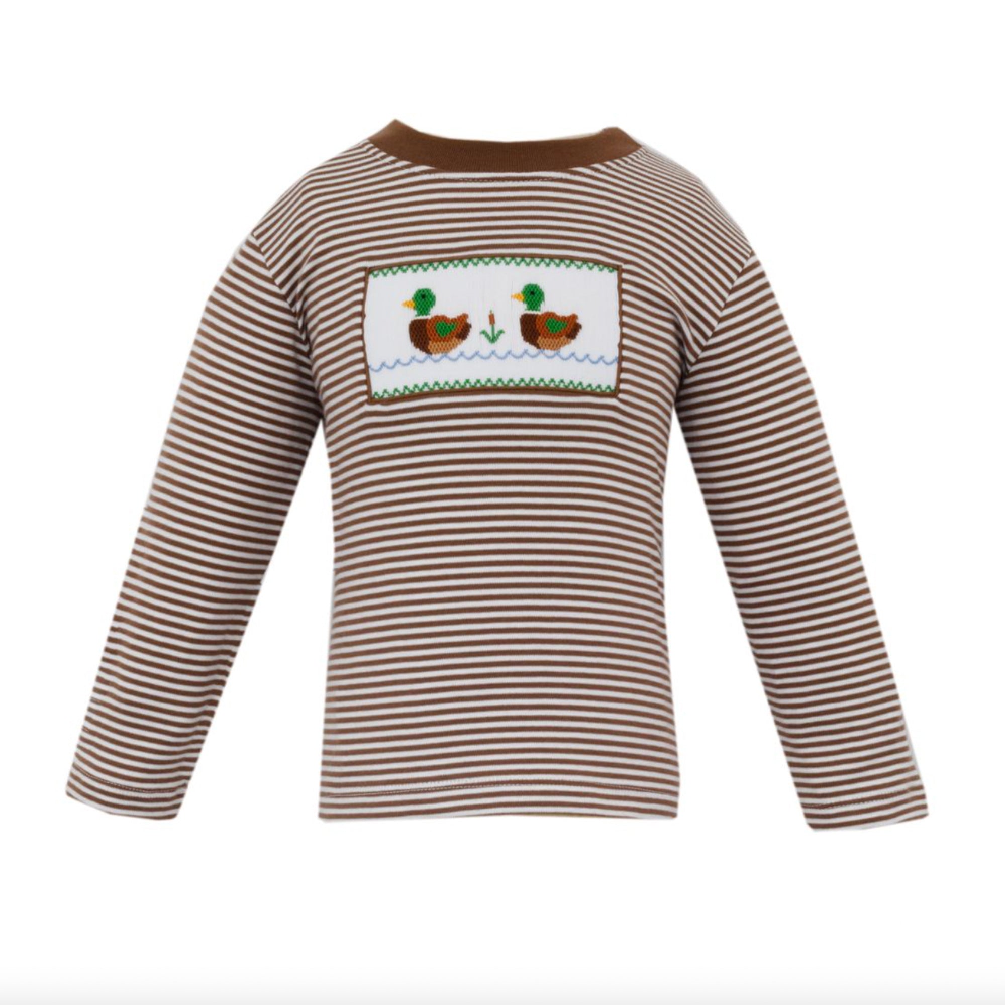 Brown Stripe Smocked Mallard T-Shirt