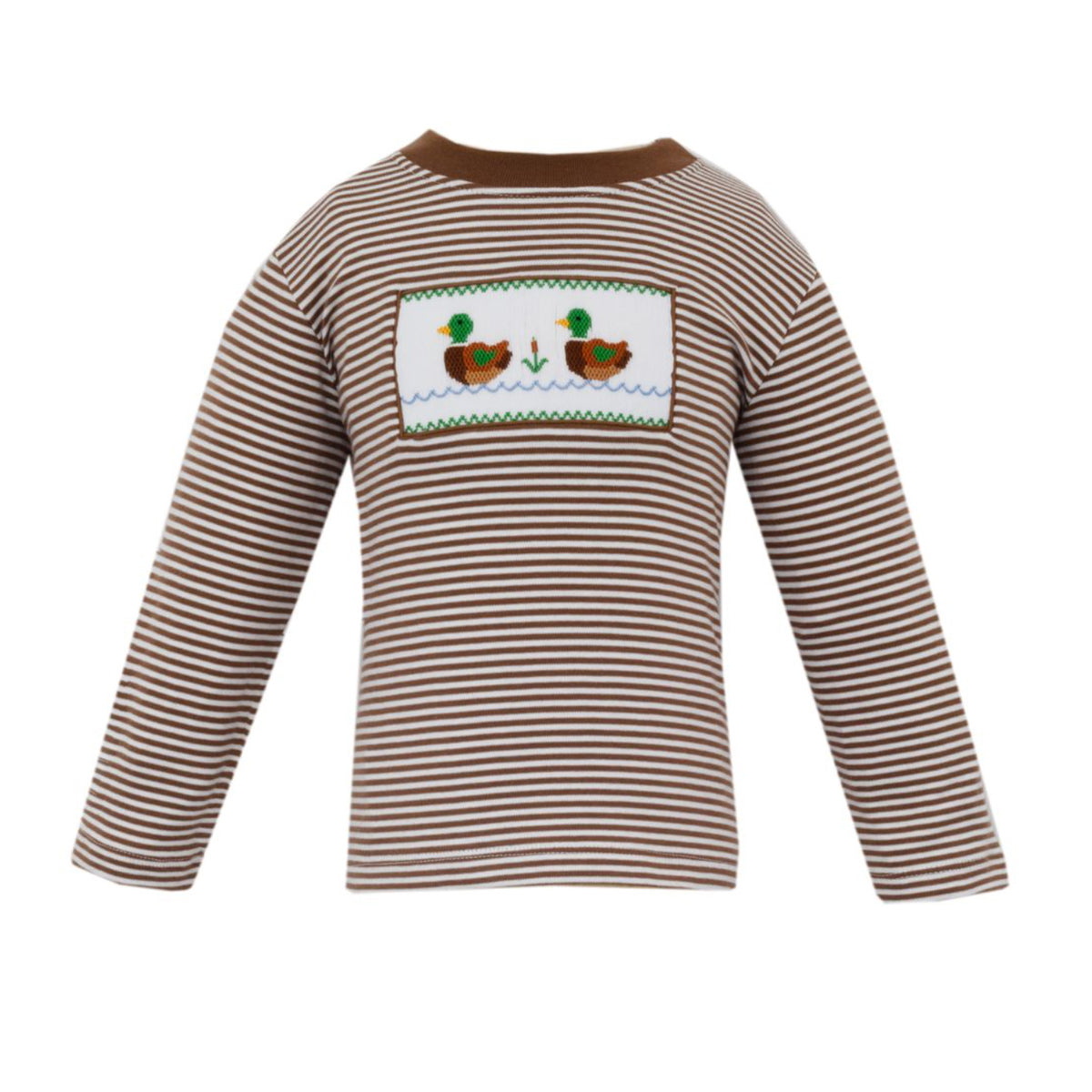 Brown Stripe Smocked Mallard T-Shirt