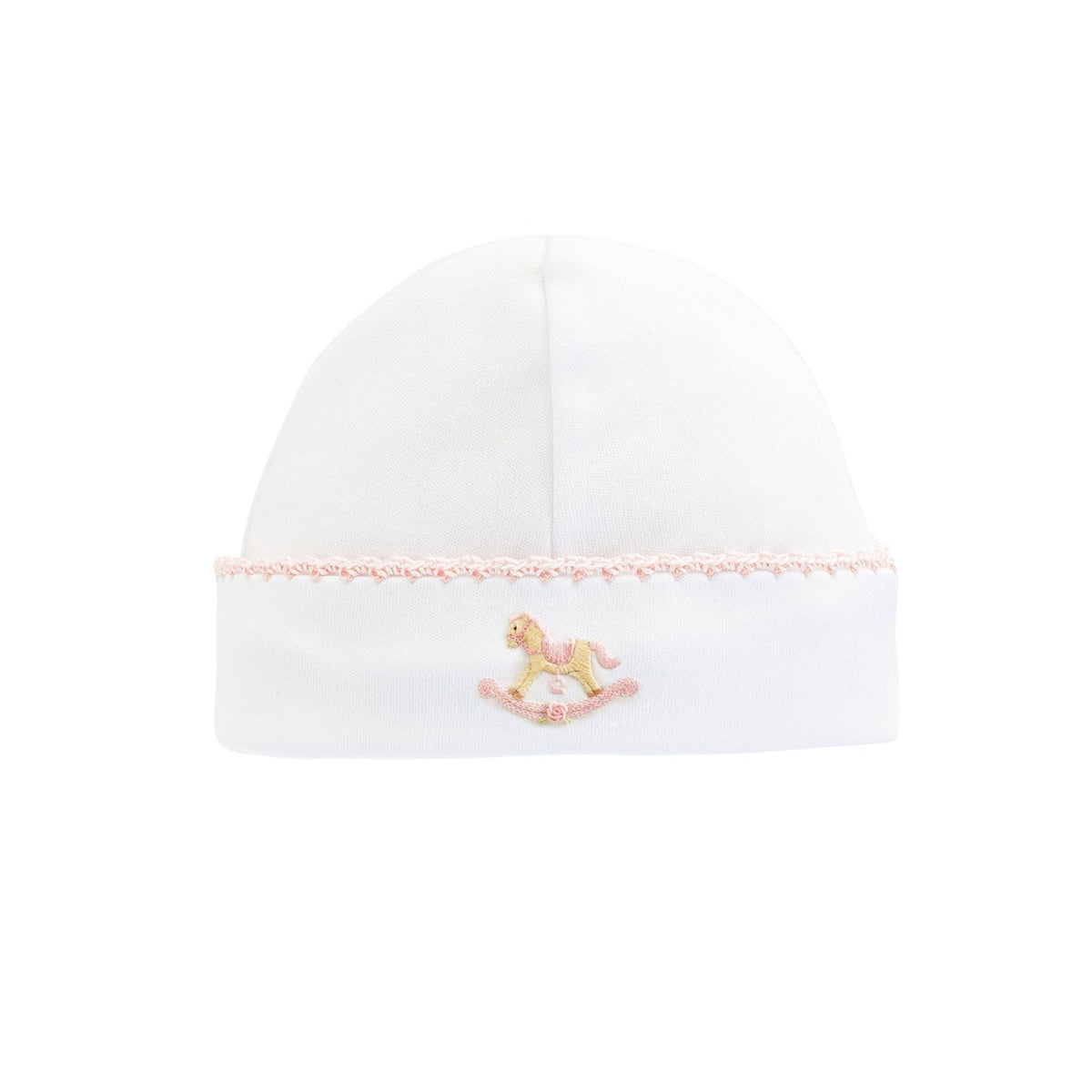 Rocking Horse Round Hat with Pink Trim