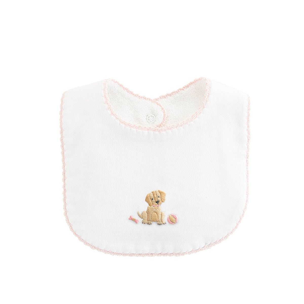 Pink Good Puppy Embroidered Bib