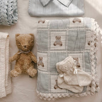 Blue Teddy Patchwork Blanket