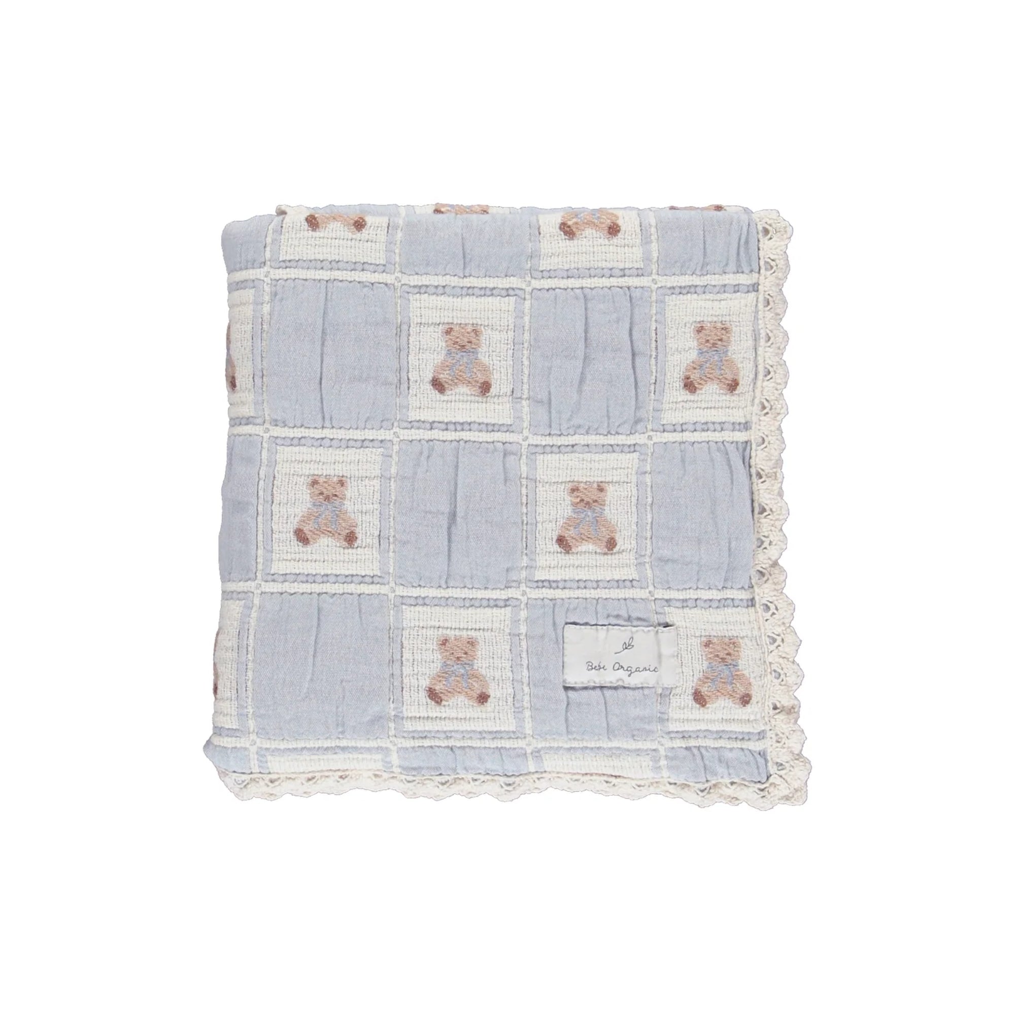 Blue Teddy Patchwork Blanket