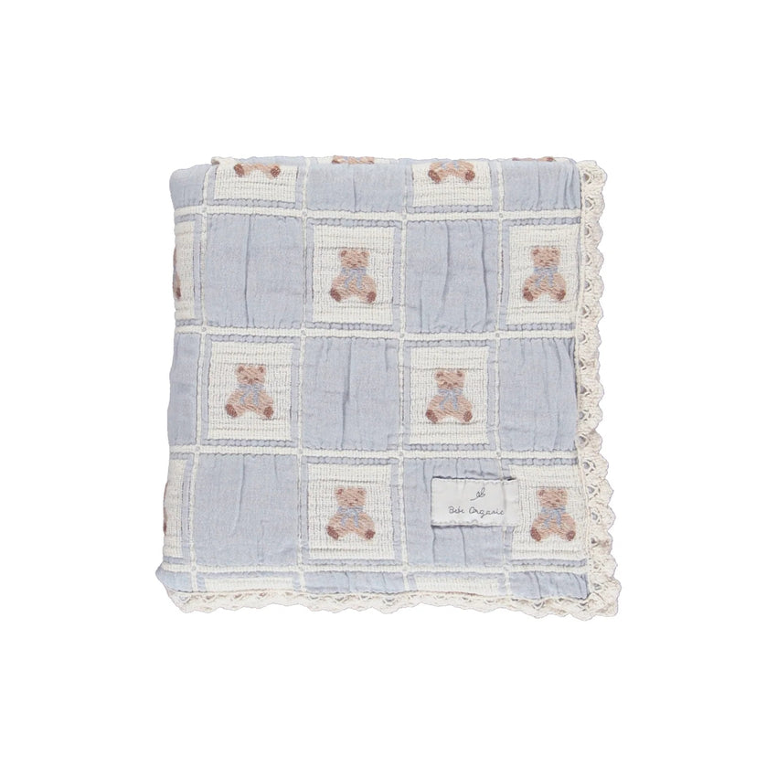 Blue Teddy Patchwork Blanket