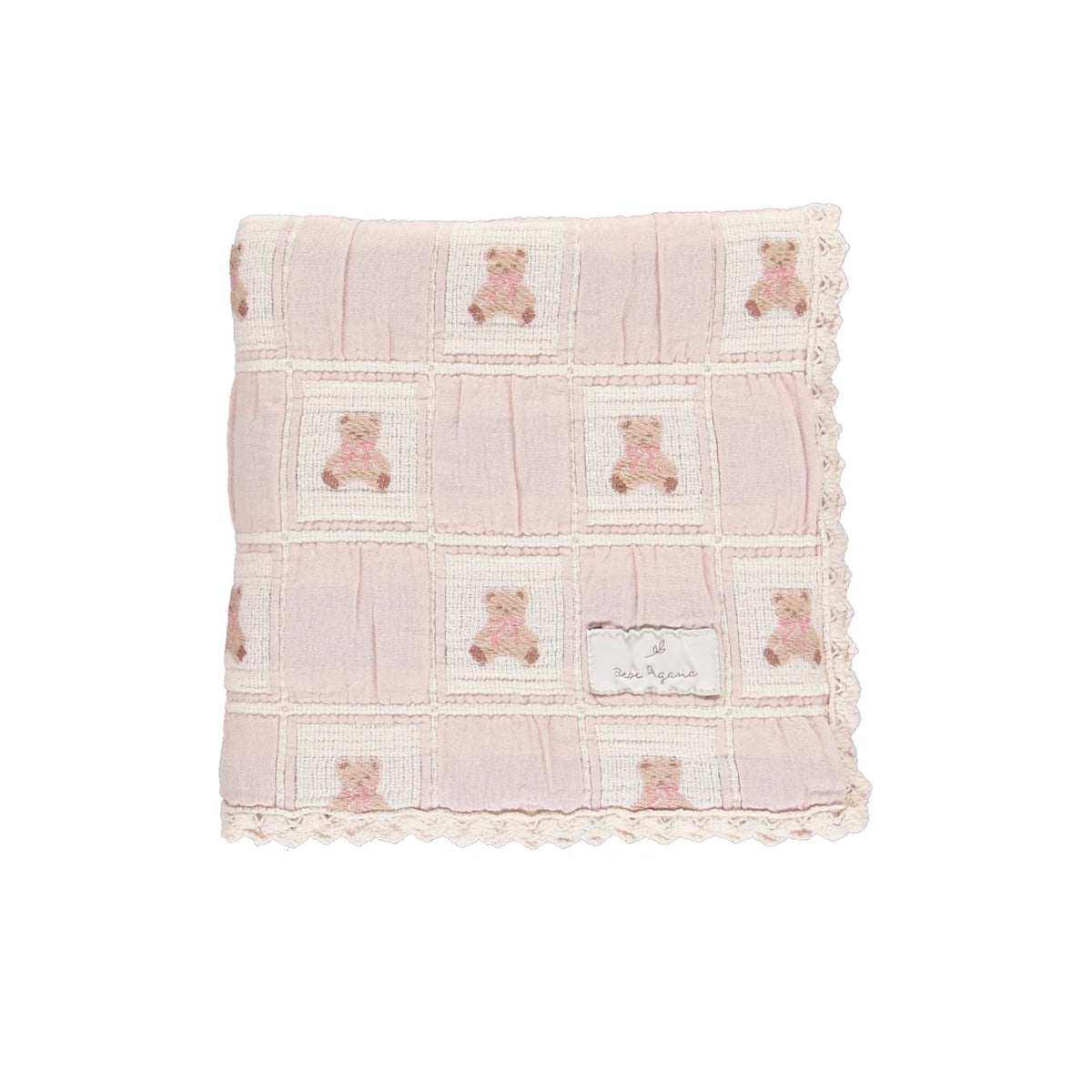 Mauve Teddy Patchwork Blanket