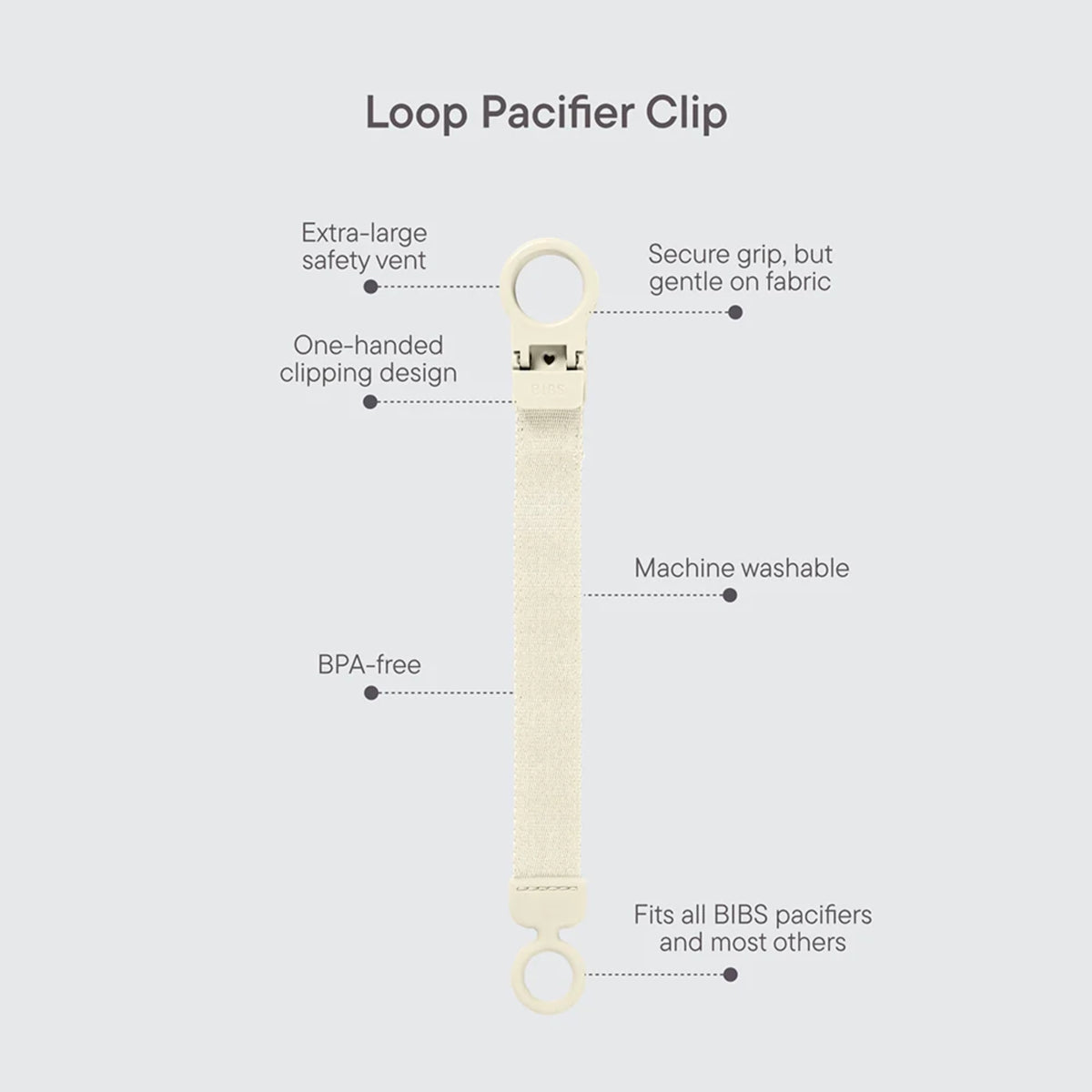 Pacifier Clip Loop in Ivory