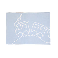 Blue Train Intarsia Reversible Blanket