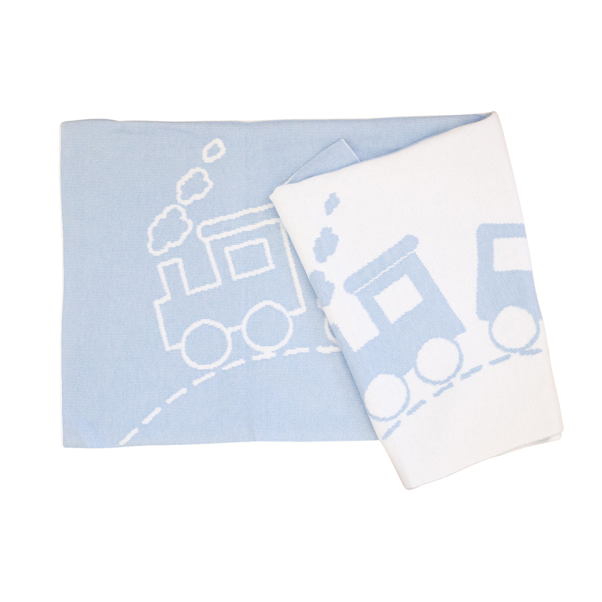 Blue Train Intarsia Reversible Blanket