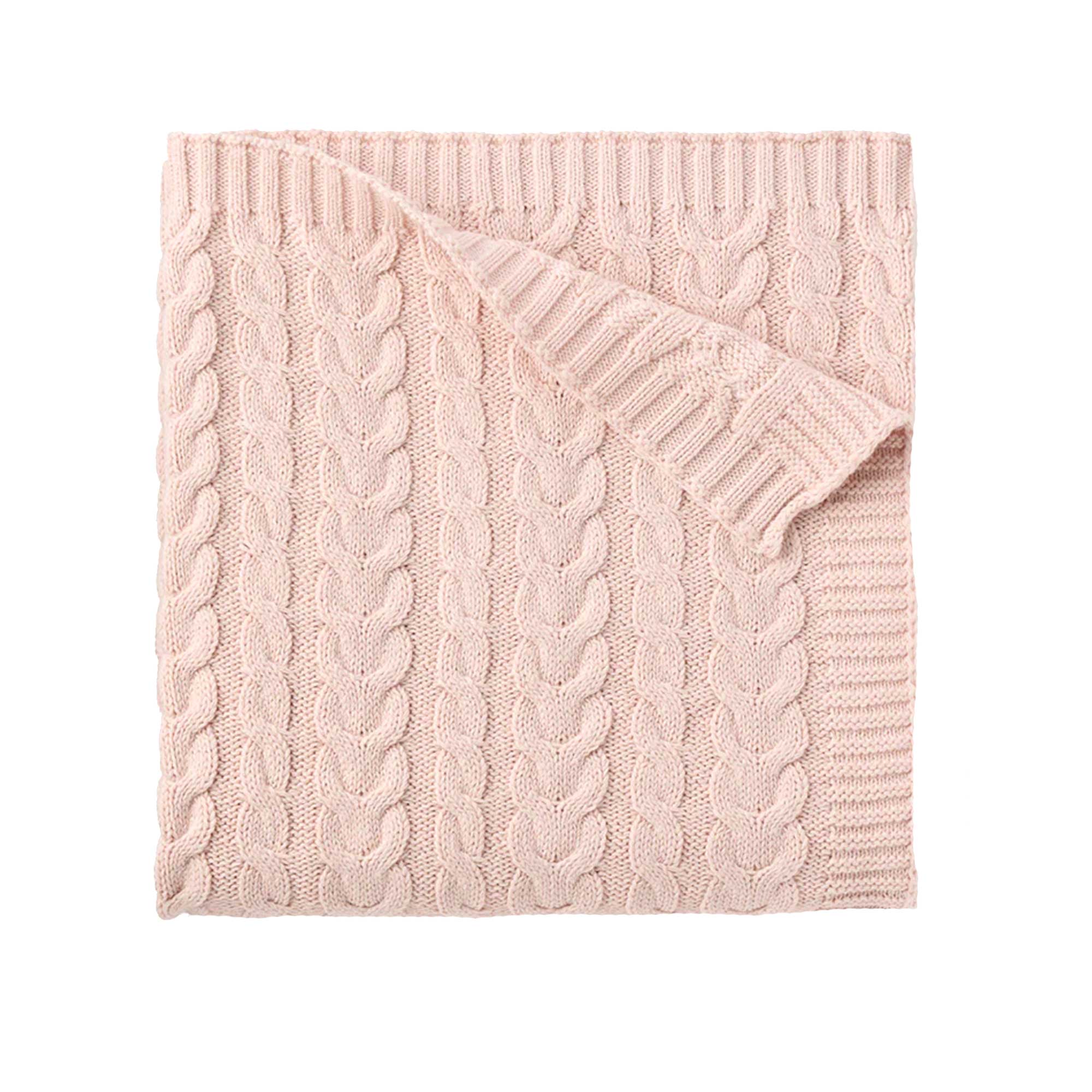 Blush Horseshoe Cable Knit Blanket