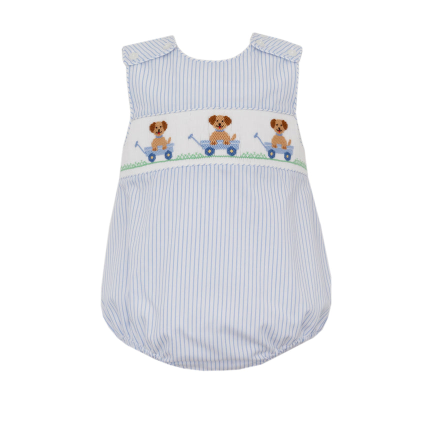 Blue Smocked Puppy Wagon Bubble