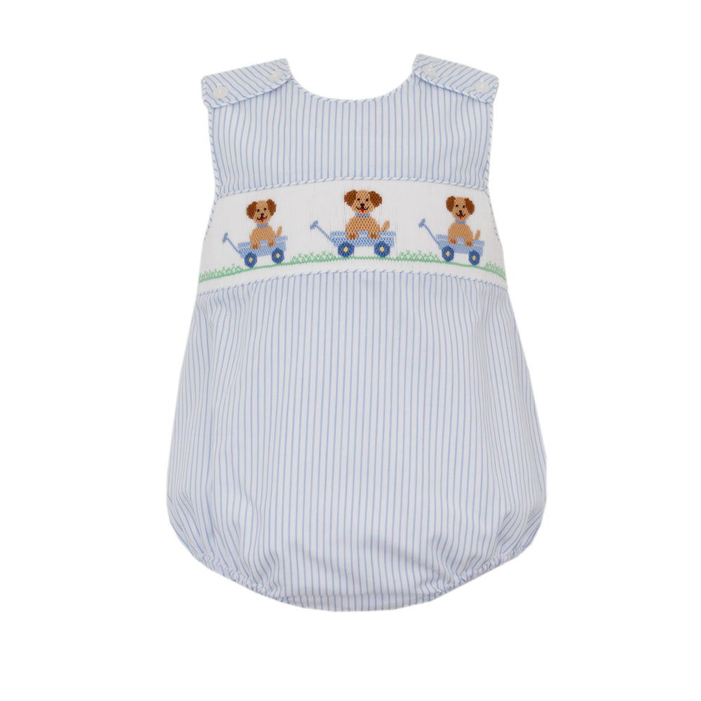 Blue Smocked Puppy Wagon Bubble