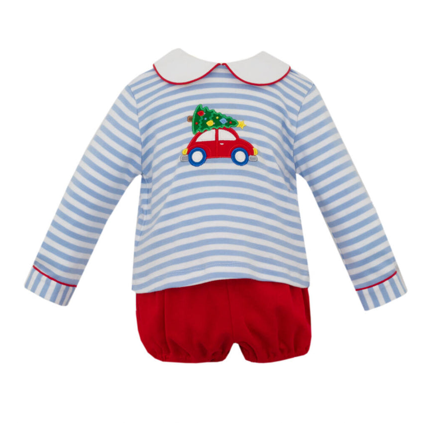 Christmas Tree Car Knit Short Set