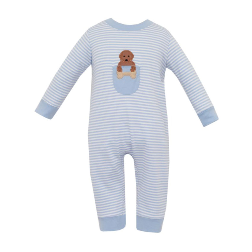 Light Blue Stripe Lab Romper