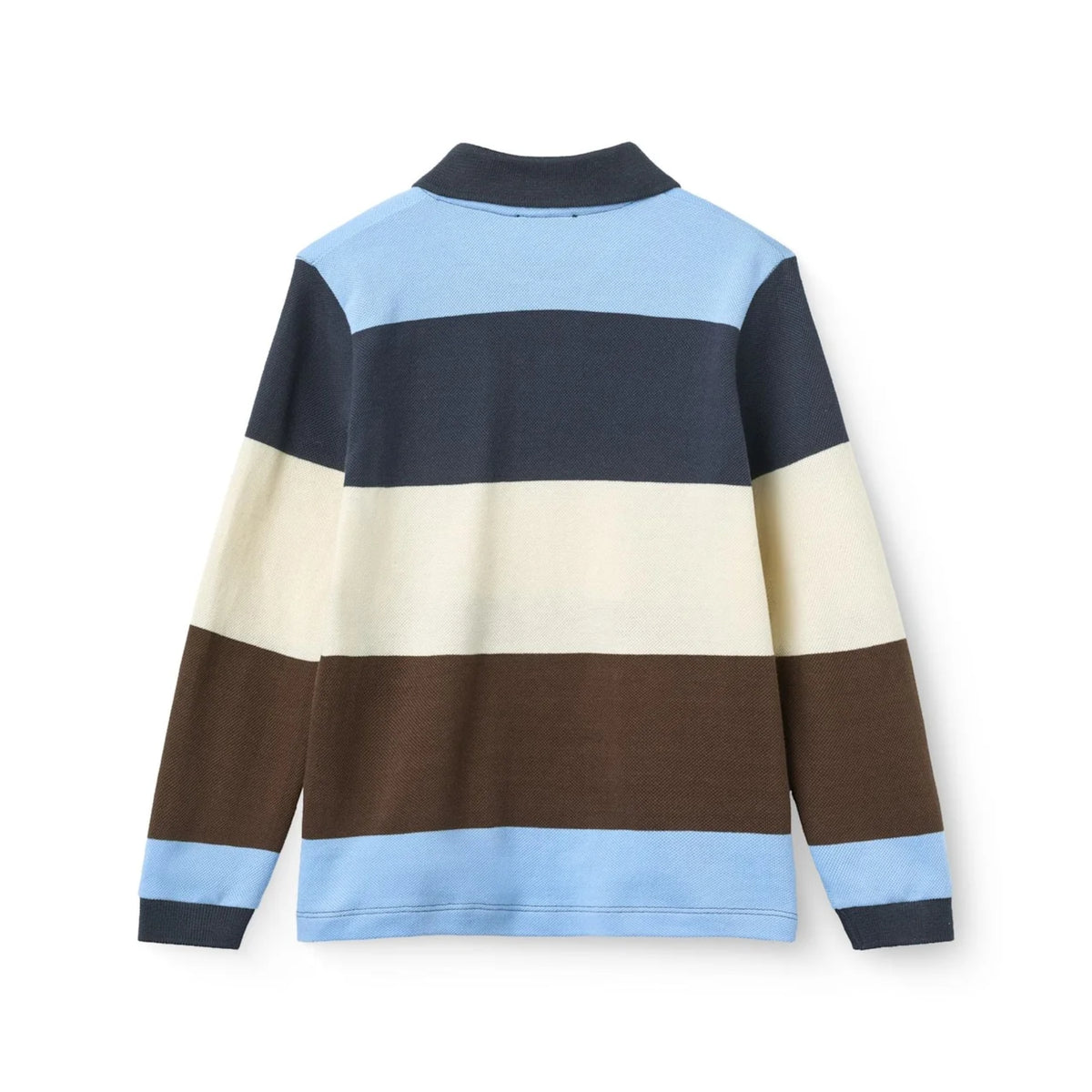 Blue/Brown Stripe Pique Polo LS