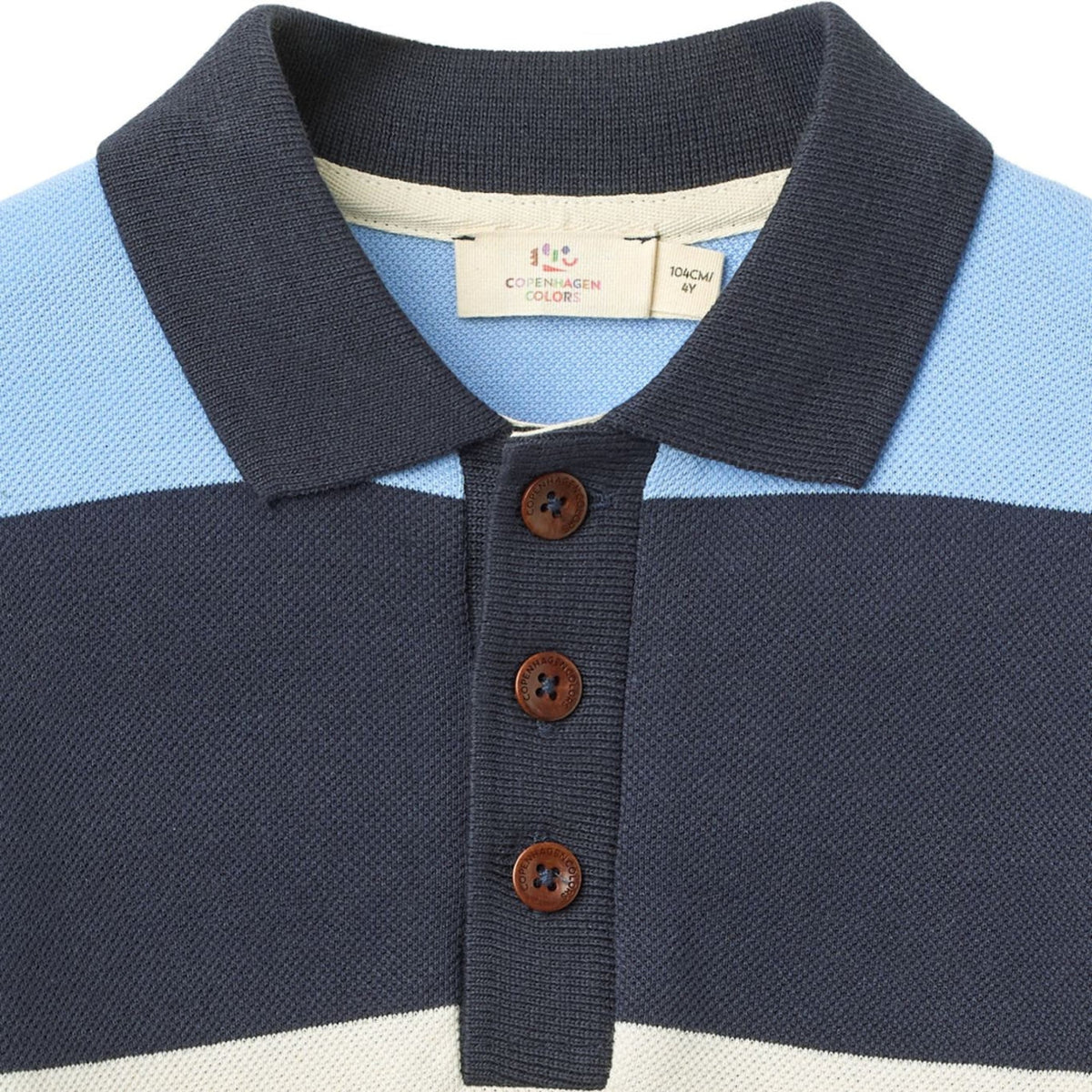 Blue/Brown Stripe Pique Polo LS