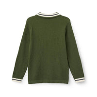Dark Green Waffle Polo LS