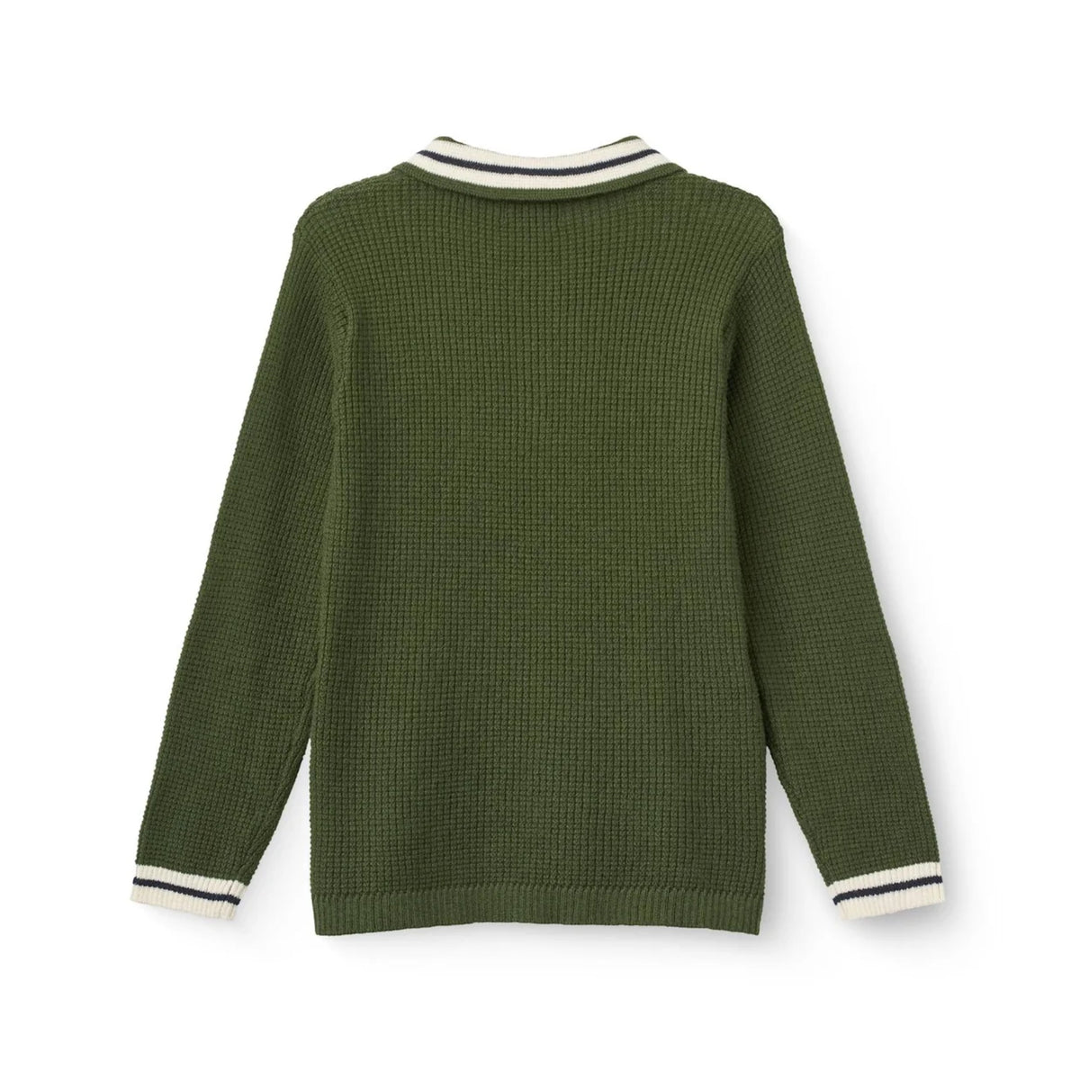 Dark Green Waffle Polo LS