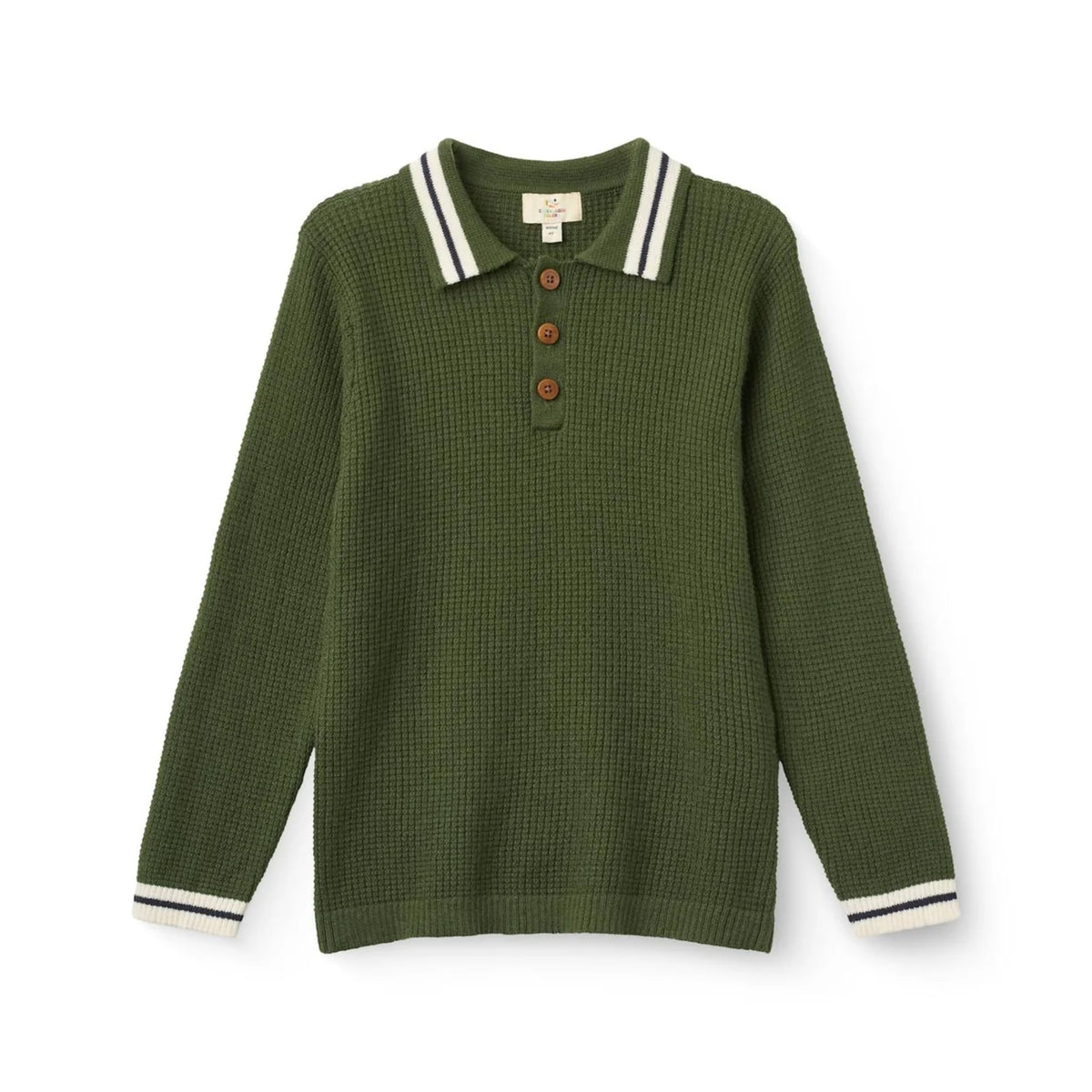 Dark Green Waffle Polo LS