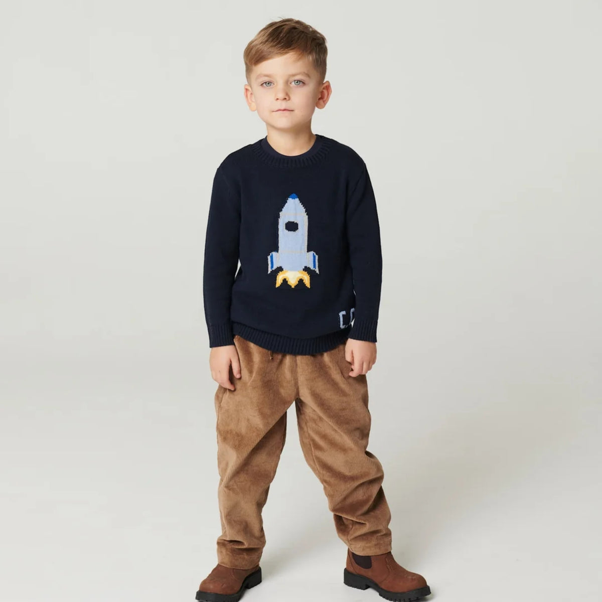 Navy Rocket Intarsia Sweater