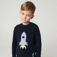 Navy Rocket Intarsia Sweater