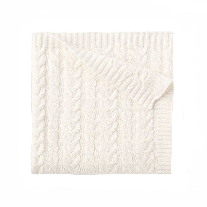 Cream Horseshoe Cable Knit Blanket