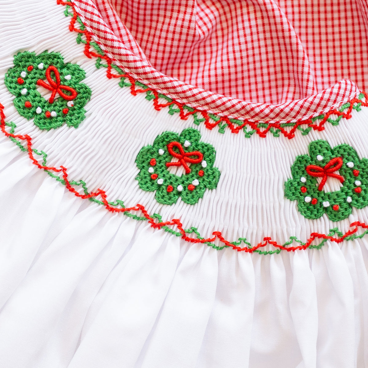 Holiday Wreath Red Check Bloomer Set