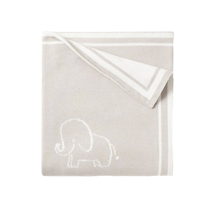 Elephant Jacquard Cotton Knit Blanket