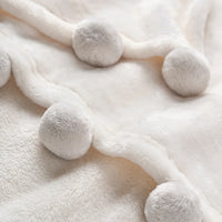 Gray Pom Fleece Blanket