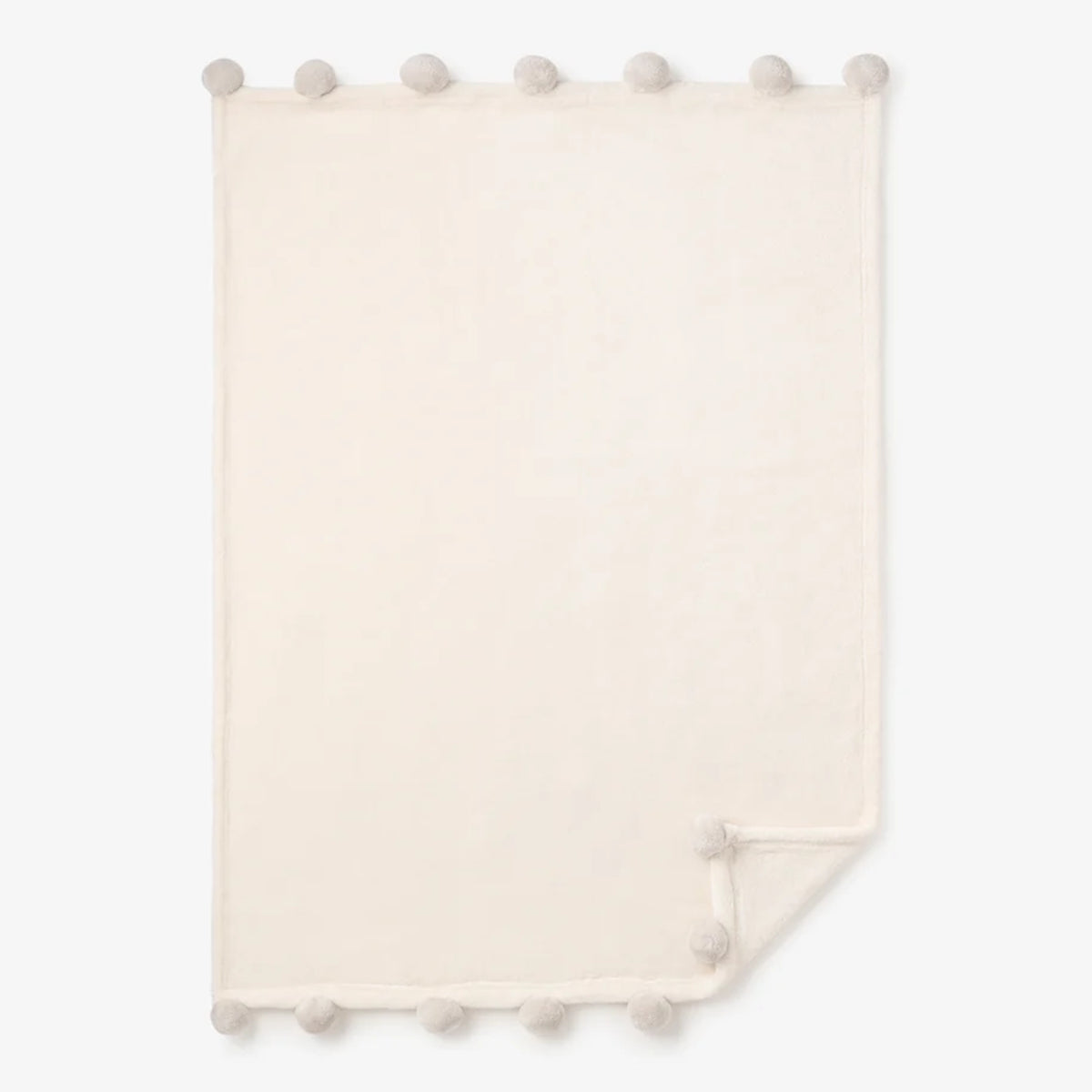 Gray Pom Fleece Blanket