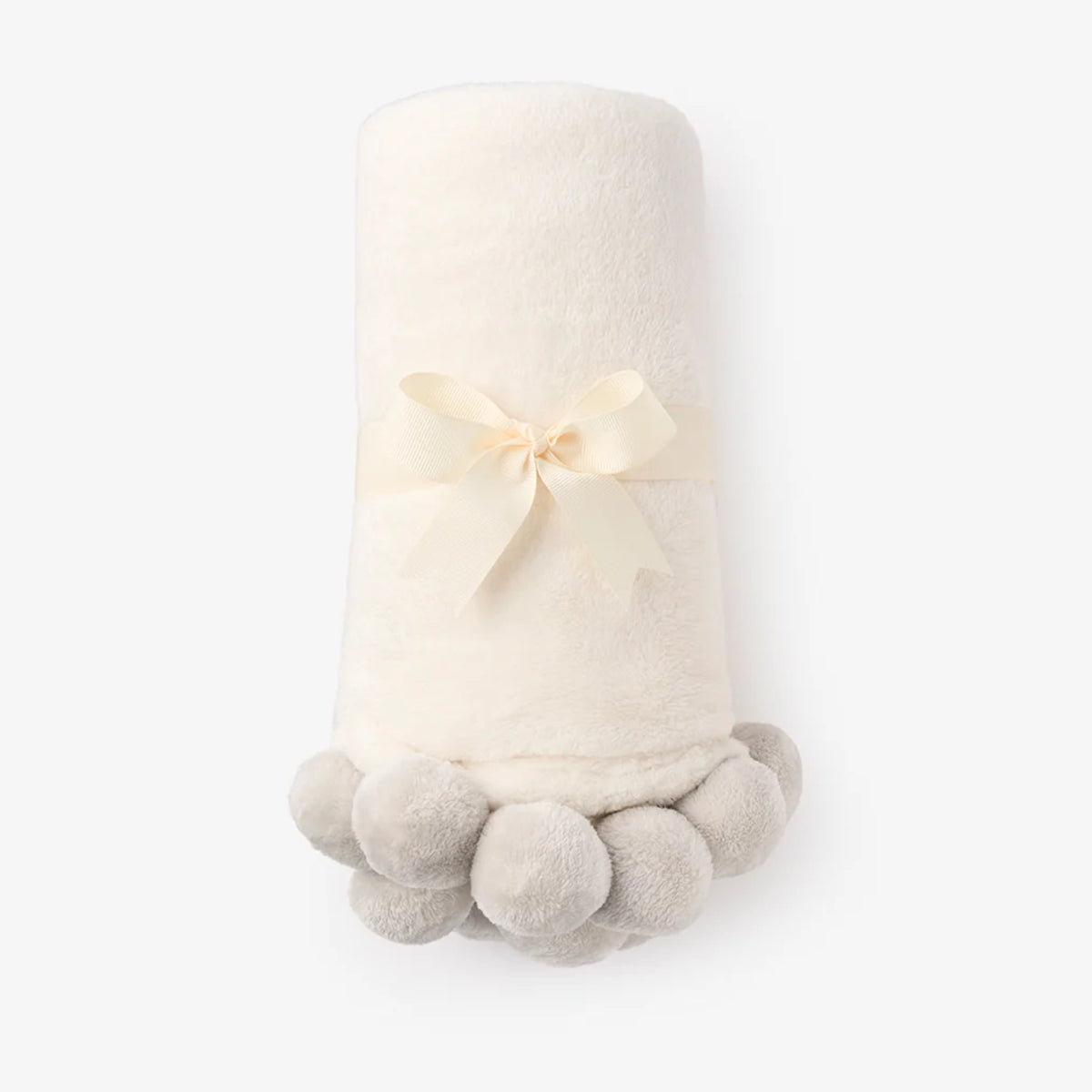 Gray Pom Fleece Blanket